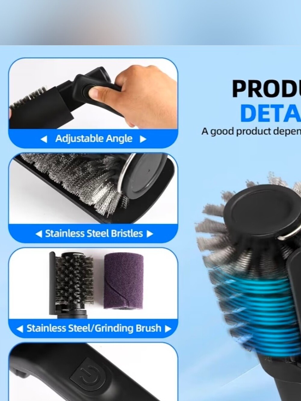 Upgraded Electric Grill Brush, Cordless Rechargeable Grill Cleaning Brush. - Picture 3 of 8